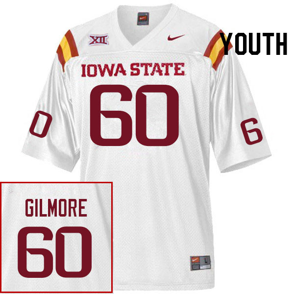 Youth #60 Aidan Gilmore Iowa State Cyclones College Football Jerseys Stitched Sale-White